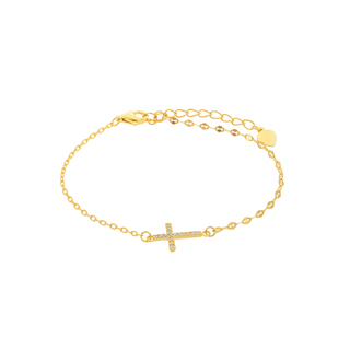 Γυναικείο Βραχιόλι Σταυρός Prince  Ασήμι 925 2A-BR407-3 Επιχρύσωση