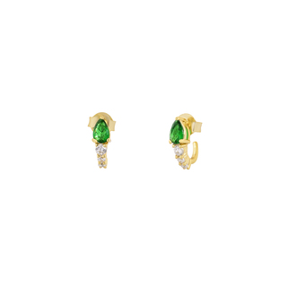 Γυναικεία Καρφωτά Σκουλαρίκια Ασήμι 925-Πράσινα και Λευκά Ζιργκόν Επιχρύσωση 2ZK-SC110-3E Prince