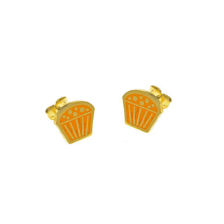 Children's Stud Earrings Cupcakes Enamel-Steel 316L-Gold IP 303100192.002