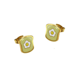 Children's Stud Earrings Toast Enamel-Steel 316L-Gold IP 303100192.004
