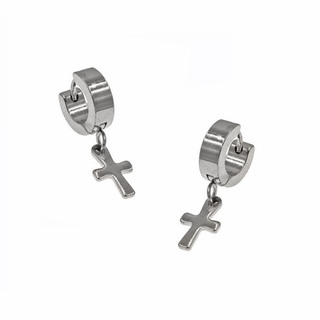 Unisex Hoop Earrings-Cross Steel 316L 303100721.001
