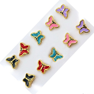 Children's  Stud Earrings Butterflies Enamel-Steel 316L 303100753.100