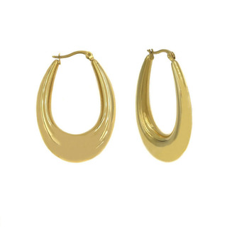 Women's Hoop Earrings Oval Steel 316L-Gold Plating IP 303101182