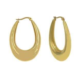 Women's Hoop Earrings Oval Steel 316L-Gold Plating IP 303101182