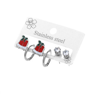 Combo Set Children's Christmas Bell Earrings Enamel-Steel 316L 303101350.005