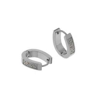Women's Hoop Earrings  Surgical Steel 316L And White Zircons 303101570