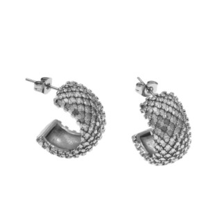Women's Earrings Medium Hoops Textured Finish 316L Steel 303101585