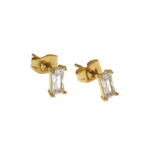 Women's Stud Earrings Zircon Steel 316L-Gold IP 303101676.100