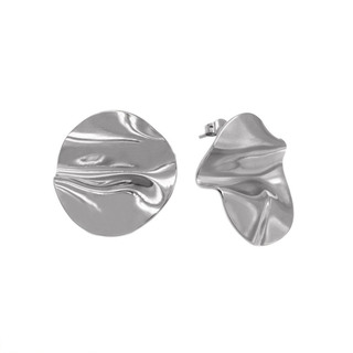 Women's Round Stud Earrings With Embossed Element 316L Steel 303101760