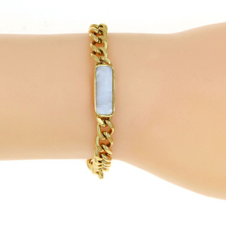 Women's Chain Bracelet Steel 316L-Gold IP with White Mother Of Pearl Stone  306100398.101