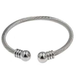 Women's Bangle Bracelet Twisted 4mm With Ball 10mm Steel 316L 306100635
