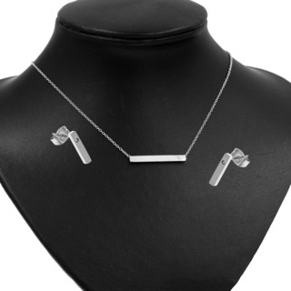Women's Set Necklace-Earrings Bar 313100340.000 Steel 316L-Zircon