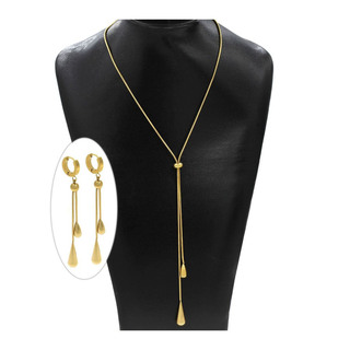 Women's Set Drop Necklace-Earrings 313100430.100 Steel 316L IP Gold Plating