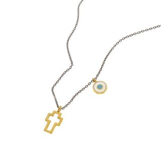 Women's Eye-Cross Necklace Silver 925-Gold Plated 31314 Arteon