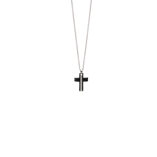Men's Cross Necklace 31D-KD029BS Visetti Steel 316L-Black IP