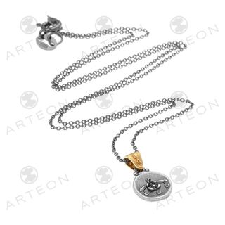 Women's Necklace Coin Pendant  With Cretan Bee  Silver 925-Gold Plated 32063 Arteon