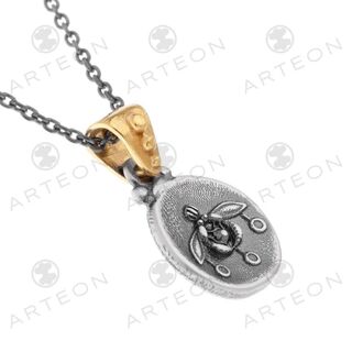 Women's Necklace Coin Pendant  With Cretan Bee  Silver 925-Gold Plated 32063 Arteon