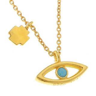 Women's Necklace Made of Silver 925-Gold Plated IP Cross And Eye With Turquoise Enamel 32075 Arteon