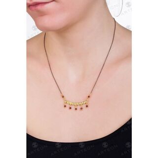 Women's Necklace With Spirals And Hanged Stonrs Arteon Spiral 32203 Silver 925-Gold Plated 