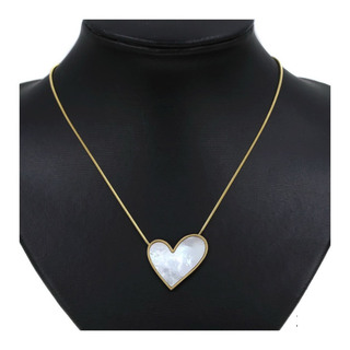 Women's Short Necklace Heart Steel White Mother Of Pearl 324100696.100