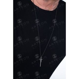Men's Long Cross Necklace With Cross Silver 925-Gold Plated 32580 Arteon