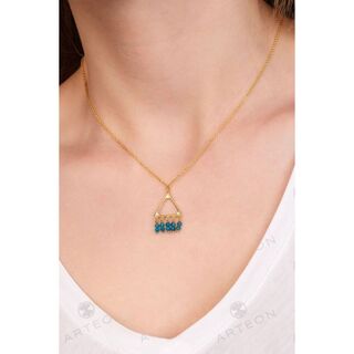 Women's Necklace Triangle With Apatite Stones Silver 925-Gold Plated 32811 Arteon