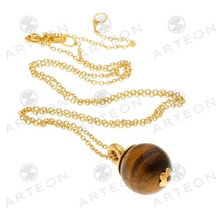 Women's Necklace Tiger Eye  Ball Silver 925-Gold Plated 32861 Arteon