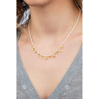 Women's Necklace With Pearls And Flower Petals 32925 Arteon Silver 925-Gold Plated