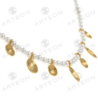 Women's Necklace With Pearls And Flower Petals 32925 Arteon Silver 925-Gold Plated