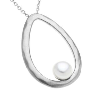 Women's Necklace With Oval Element And  Pearl 34138 Arteon Silver 925