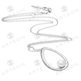 Women's Necklace With Oval Element And  Pearl 34138 Arteon Silver 925