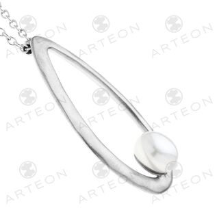 Women's Necklace With Oval Element And  Pearl 34138 Arteon Silver 925