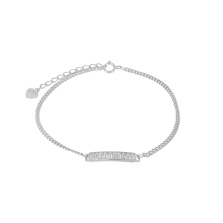 Women's Bracelet Silver 925-White Zircon cz Baquettes 3A-BR598 Prince