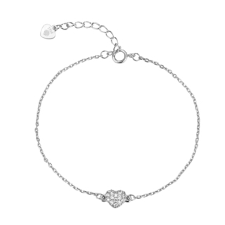 Women's Heart Bracelet Silver 925- White Zirgons 3A-BR709 Prince