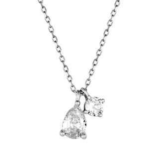 Women's Necklace Silver 925 Tear Zircon 3Α-KD692 Prince