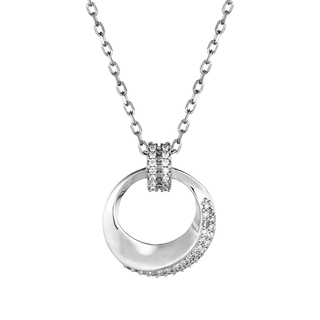 Necklace Circle With White Zircons Silver 925 3A-KD757 Prince