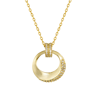 Necklace Circle With White Zircons Silver 925 3A-KD757 Prince