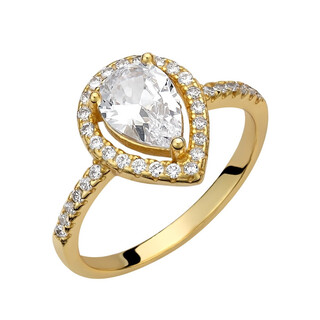 Women's Ring Tear Rosette Silver 925-Gold Plating IP-Zircon 3A-RG225-3 Prince