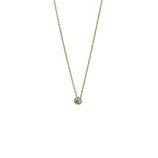Women's Single Stone Necklace Gold 9K 3G3N001-3 Prince With White CZ Zircons