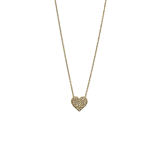Women's Heart Necklace Gold 9K 3G3N005-3 Prince With White CZ Zircons
