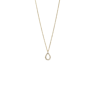 Women's Tear Necklace Gold 9K 3G3N008-3 Prince With White CZ Zircons