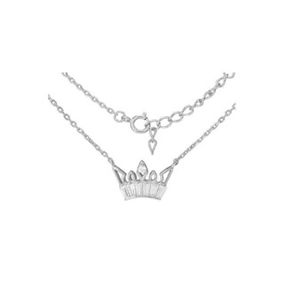 Women's Crown Necklace Silver 925 Zircon Platinum Plated 3TA-KD180-1 Prince
