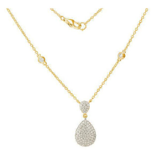 Women's Necklace Silver 925-Gold Plating Tear Zircon 3TA-KD193-3 Prince