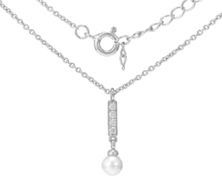 Women's Necklace Silver 925 Pearl-White Zircon 3TA-KD197 Prince