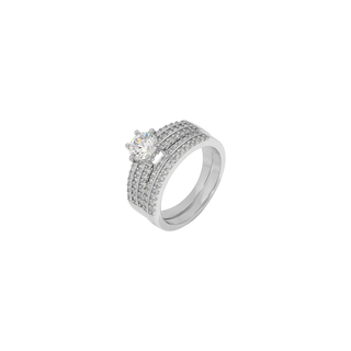 Γυναικείο  Δαχτυλίδι  Μονόπετρο Σετ Με Σειρέ Ασήμι 925-Ζιργκόν  3ZK-RG151-1 Prince