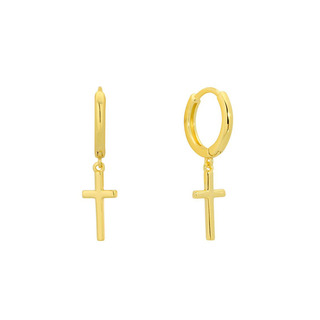 Women's Hoop Earrings-Cross Silver 925 3ZK-SC132 Prince