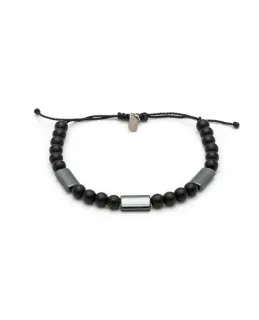Men's Handmade Bracelet "Mr Parallel" Black Onyx-Hematite 4212 LifeLikew