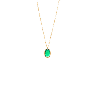 Women's Necklace 42AD-KD001GE Visetti Steel 316L- Gold IP-Emerald Color Stone