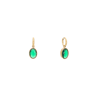 Women's Hoop Earrings WIth Charm Visetti 42AD-SC001GE Steel 316L-Gold IP Green Crystal
