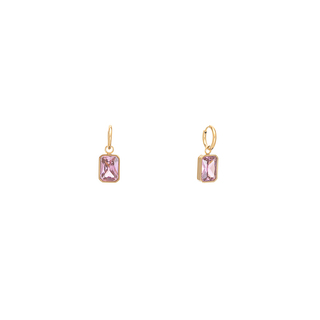 Women's Hoop Earrings WIth Charm Visetti 42AD-SC003GP Steel 316L-Gold IP Pink Crystal